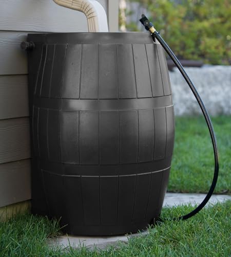 FCMP Outdoor Rain Barrel, Flat-Back Rainwater Catcher with Spigots, 50 Gallon, Black - Portable Water Storage Container Tank for Home, Garden, and Backyard - Image 6
