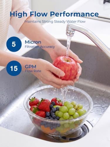 20" x 4.5" Whole House Water Filter Replacement Set, 3-Stage High Flow System with PP Sediment, GAC & CTO Carbon Block, Reduces Chlorine & Odors, Fits All 20" Housings - Image 6