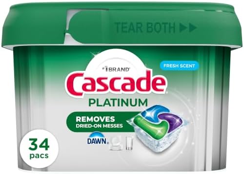 Cascade Platinum Dishwasher Pods, Dishwasher Detergent, Dish Detergent Soap, Fresh, 34 count by Cascade
