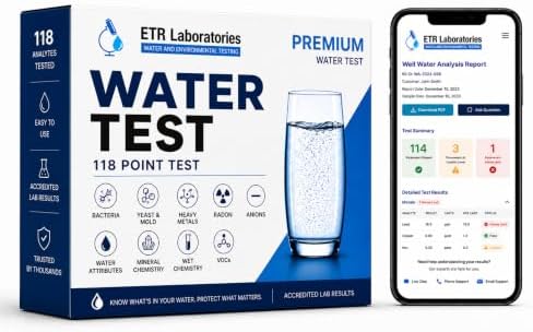 ETR Labs Premium Water Quality Test Kit- Tests 118 Substances in Drinking Water (Heavy Metals, Lead, Nitrates, VOCs, Chemicals & More)-Advanced Home Sample Kit with Prepaid Mailer & Expert Lab Support by Unknown