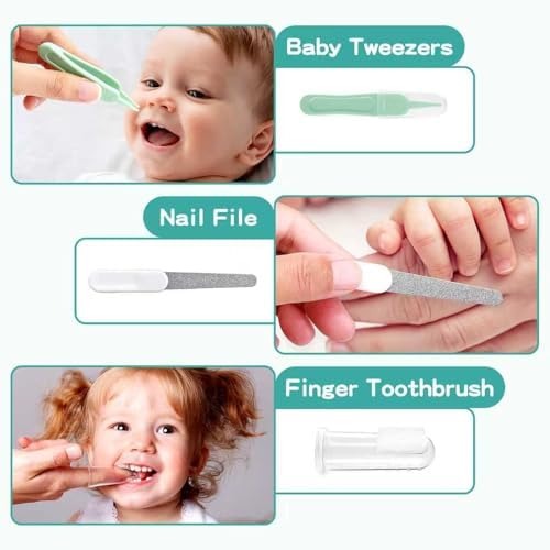 WXA Baby Healthcare and Grooming Kit with Nail Clippers, Scissors, Infant Grooming Kit for Newborns (18 in 1, Green) - Image 6