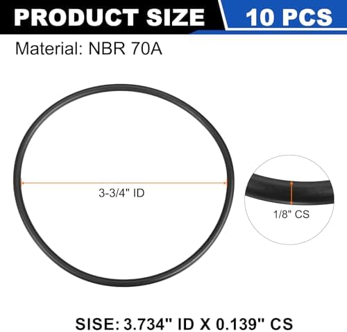 uxcell 10Pcs AS-240 NBR 70A O-Rings 3-3/4"ID x 1/8"CS/3.734"ID x 0.139"CS - Image 2