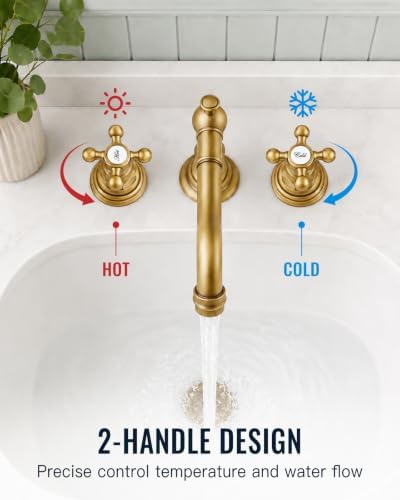 gotonovo Bathroom Faucet 3 Hole Vintage, Antique Brass, Script Font Label - Image 3