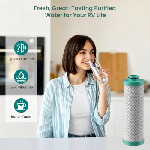 2 Pack 2.5 x 10 RV Water Filter Replaces FRE-10-GN Activated Carbon Block Push-Nipple Cartridge Compatible with Pro Water Parts FRE-10H Housing - Image 5