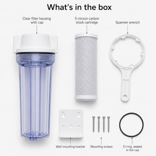 CFS Water Filter Housing Kit, 10 x 2.5 in, 1/4 in NPT, Carbon Block - Image 2