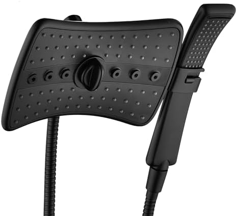 BRIGHT SHOWERS High Pressure Dual Shower Head Combo with Rainfall & Handheld, 4 Spray Settings, Tool-Free Installation, 60" Stainless Steel Hose, Matte Black by BRIGHTSHOWERS