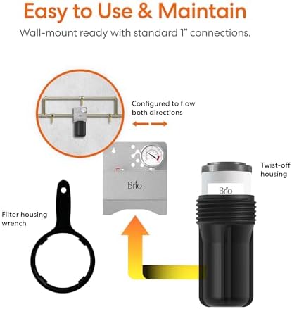 Brio Whole House Water Filter System w/Gauge & Fast-Flow Phosphate Anti-Scale Filter (5 Micron) 4.5" x 10" | Improves Taste & Protects Home Appliances | 720 GPH | 50,000 Gallons or 6 Months - Image 7