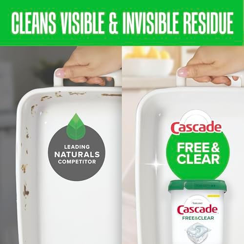 Cascade Free & Clear Dishwasher Pods, Dishwasher Detergent, Dish Detergent Soap, Unscented, 62 Count (Pack of 2) - Image 3