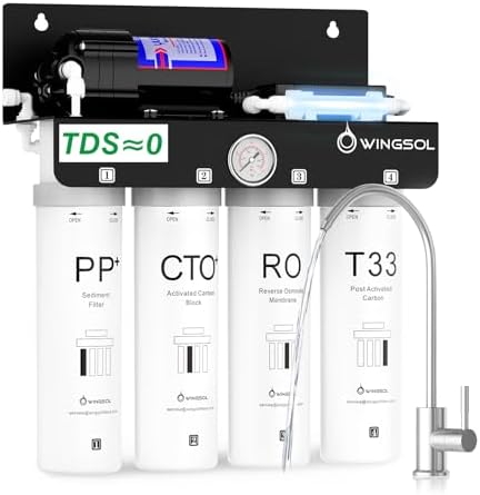 WINGSOL Reverse Osmosis Water Filter, 0 TDS UV Space-Saving Tankless RO System, 10-Layer Filtration Under Sink, NSF/ANSI 42&53&58 Certified, Easy-Change Filter, Plug-in Required by WINGSOL
