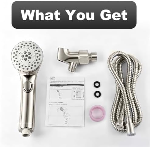 OFFO Shower Head with Handheld, 5 Mode Handheld Shower Head with On Off Switch for Water Saving, High Flow Powerful Boosting Showerheads with 60" Stainless Steel Hose & Holder, Brushed Nickel - Image 6
