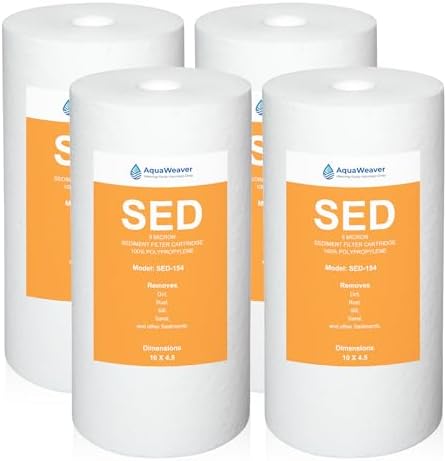5 Micron 10 x 4.5 Whole House Water Filter Replacement, 4-Pack by AquaWeaver