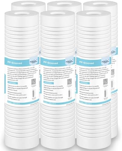 Membrane Solutions Grooved Sediment Water Filter Cartridge (Pack of 6) by MembraneSolutions