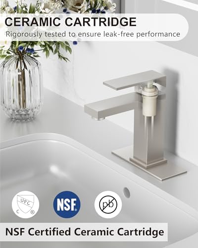 Midanya Bathroom Faucets 1 Hole Single Handle,Brushed Nickel,2 Pack - Image 3