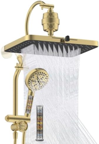 Hibbent 5-spray Dual Filtered Rainfall Shower Head with 10 Spray Handheld by Hibbent