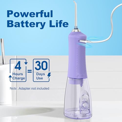 WellLeo Water Flosser for Teeth, 300ML Cordless Oral Irrigator Rechargeable Dental Flosser Picks with 5 Modes 5 Jet Tips,IPX7 Waterproof Teeth Cleaner for Braces Gum Care, Home Travel Use - Image 4