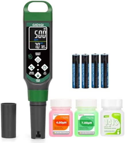 Hydroponic Nutrient Tester pH Meter, Digital TDS PPM Meter for Water by GIDIGI