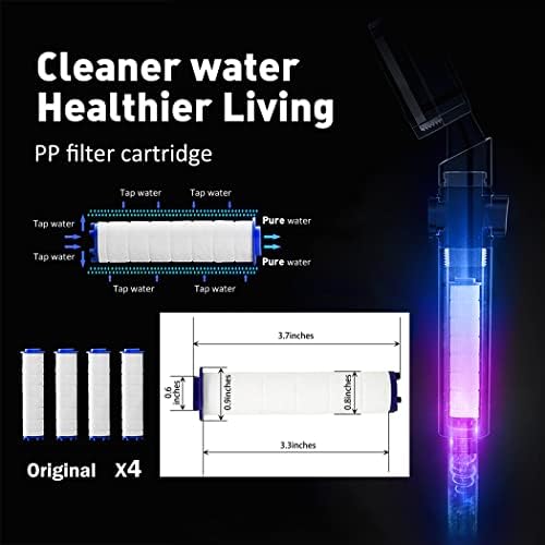 ANTOWER LED Shower Head with Handheld High Pressure Shower Heads Set with 79 Inch Shower Hose,Shower Holder,4 PP Cotton Filters,Turbo Fan Shower Water Temperature-Controlled One Key Pause Switch - Image 4