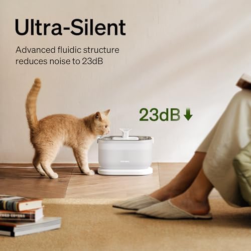 PETLIBRO Cat Water Fountain Stainless Steel Tray, Wireless Pump Cat Fountain, Ultra Quiet Pet Water Fountain, 2.5L Automatic Water Dispenser for Cats, Dual Flow Cat Water Dispenser Easy to Clean - Image 4