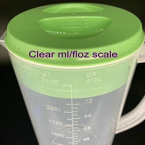 81oz/2.4Litre/0.63 Gallon Plastic Water Pitcher with Lid 2 pcs set BPA-FREE Carafes Mix Drinks Water Jug for Hot/Cold Juice Beverage Ice Tea (Blue and Green, 81oz) - Image 4