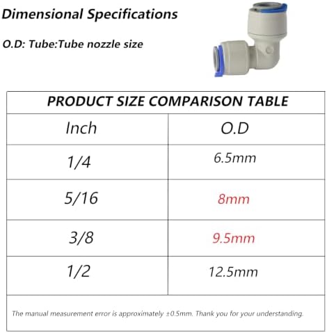 5/16"x3/8" Push Connect Elbow for RO Water Line, 3Pcs - Image 2