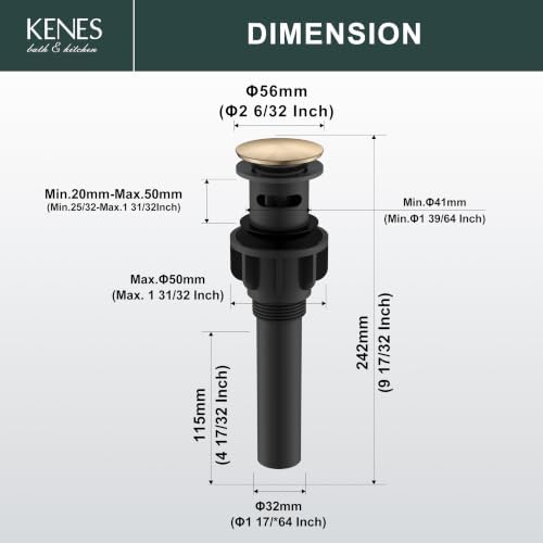 KENES 2 Pack Champagne Bronze Bathroom Sink Drain Assembly with Overflow - Image 6
