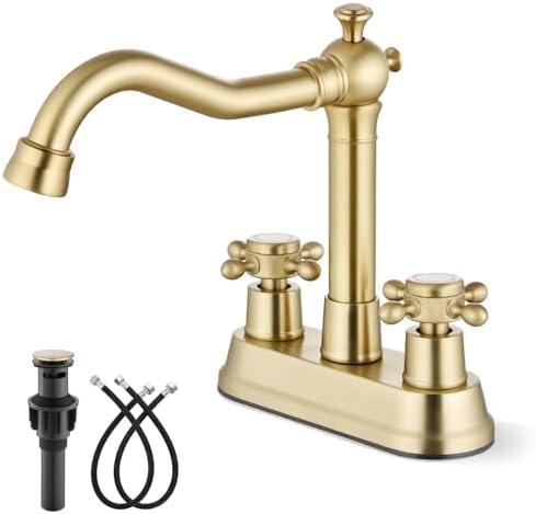 gotonovo 4 Inch Centerset Bathroom Faucet 2 Hole Vintage, Brushed Gold by HOME