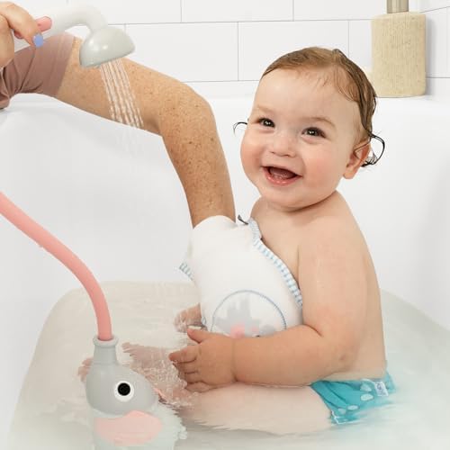 Yookidoo Elephant Baby Bath Toy Rinser with Washing Glove – Fun Battery-Operated Water Play & Trunk Spout Sprayer, Gentle Sink or Tub Bathing Essential for Newborns (Wash & Glove Pink) - Image 5