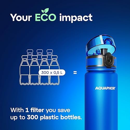 AQUAPHOR City Water Filter Bottle 17 oz | Reusable & Portable Filtered Water Bottle | BPA-Free | Perfect for Camping, Travel, Indoor & Outdoor Use | Blue - Image 5