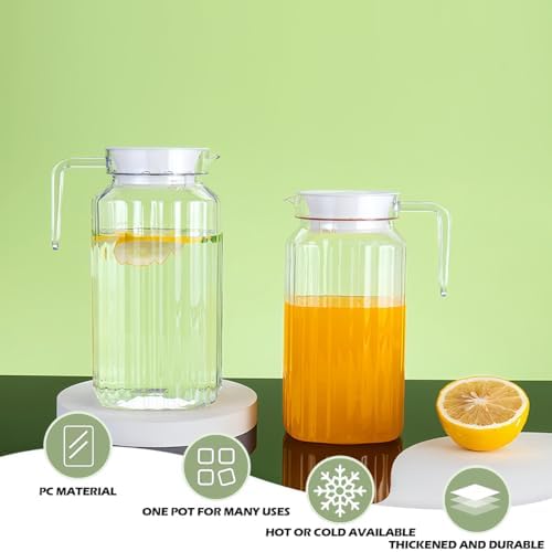 DOERDO Plastic Pitcher with Lid, Broken Resistant Beverage Jugs, Ice Cold Juice Jug for Homemade Juice Iced Tea Milk Beverage, 3.3X6.2Inch, 600ML - Image 4