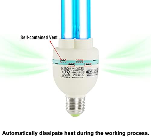 COOSPIDER 36 Watts UVC Light Bulb, UV Lamp for Basement/Storehouse/Car, E26 110V CTUV-36 (Ozone Free) - Image 6