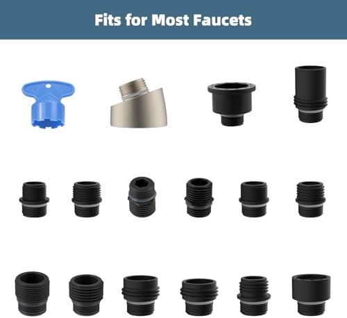 Universal Kitchen Faucet Sprayer Head 3 Modes, 15 Adapters, Brushed Nickel - Image 6