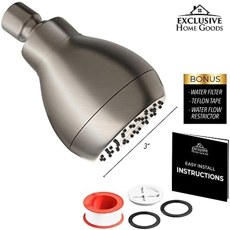 High Pressure Shower Head - Powerful Deluxe Bathroom Showerhead with Strong Spray Stream and Small Silicone Nozzles - Universal Fit Works with High and Low Water Flow Showers (Brushed Nickel)-1.8 GPM - Image 2