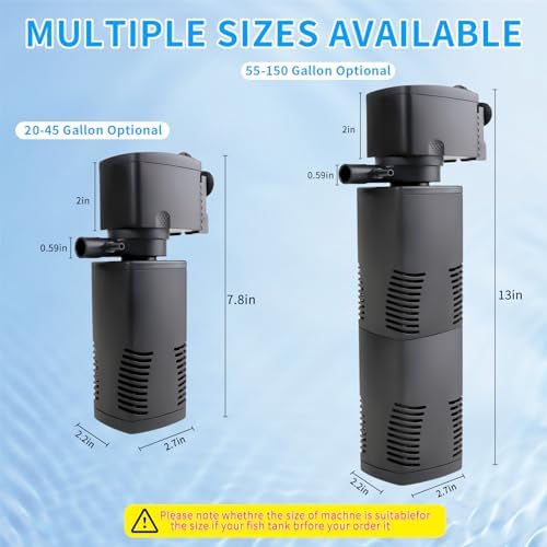 Aquarium Filter for 55-150 Gallons Tank, Internal Fish Tank Filter, Powerful Pump Submersible for Large Fish Tanks, Turtle Tanks, Kois Aeration Deodorization Wave Making Decontamination Filter System - Image 6