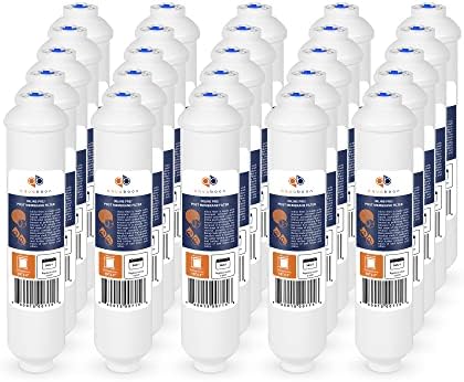 Aquaboon T33 Inline Post Activated Carbon Water Filter for Refrigerator, Ice Maker w/Quick Connect for 1/4 Water Line Compatible with ICF-10, 25-Pack by Aquaboon