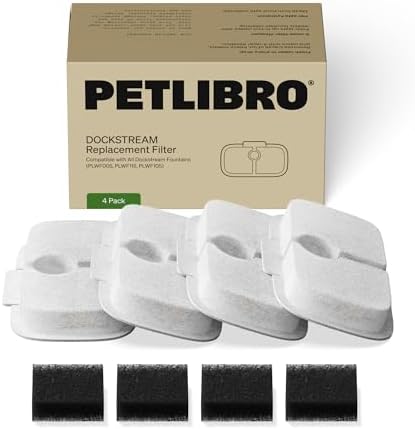 PETLIBRO Cat Water Fountain Filter Replacement, 4 Pack Filters & Sponges for Dockstream WF106/ WF116/ WF105/ WF115/ WF005, Easy-Swap Cat Fountain Filter, 2-Month Supply by Unknown