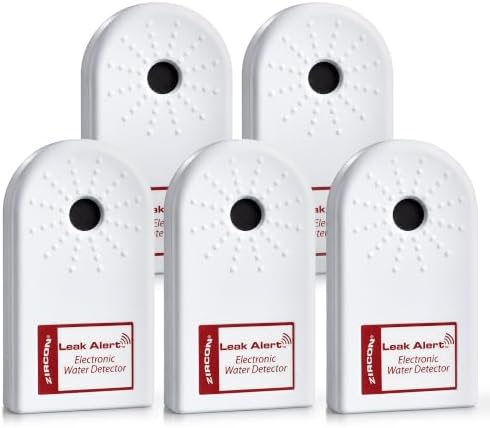 Zircon® Leak Alert™ Water Leak Detector, Loud 90 dB Water Alarm, 5 Pack by Zircon