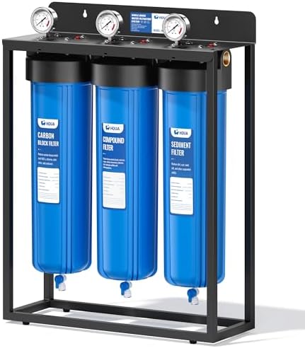 WF3-02 3-Stage Free-Standing Whole House Water Filtration System, Reduces Heavy Metals (Lead, Mercury, Arsenic, Cadmium, Chromium), Chlorine, Sediment, Odor, and VOC’s by HQUA