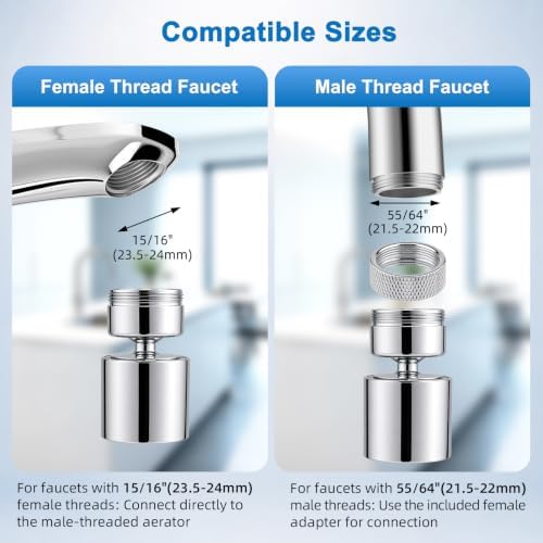 Hibbent NSF/ANSI/CAN 372 Certified Dual-function Faucet Aerator, Chrome - Image 5