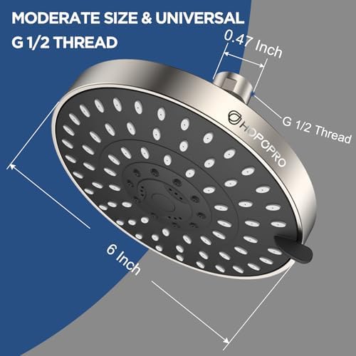 HOPOPRO 5-Mode High Pressure Shower Head - The Washington Post, NBC News, Today TV Show Recommended - High Flow Fixed Showerheads (6 Inch Brushed Nickel) - Image 3