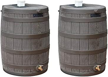 Good Ideas Rain Wizard Water Collection Barrel, 50 Gallon, Oak, 2 Pack by GoodIdeas