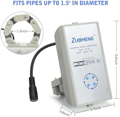 Electronic Water Descaler, Zuomeng Whole House Descaler with High Efficiency in Dissolving Scale for 2000-5000 sq ft Homes, 1.5” Pipes, Water Softener Alternative, No Chemicals, Salt or Filters - Image 6