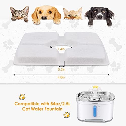 Comsmart Pet Fountain Filter Set, 3 Triple Filtration System Replacement Cat Water Fountain Filters for Square 84oz/2.5L Automatic Pet Fountain Cat Water Fountain (Pack of 8) - Image 2