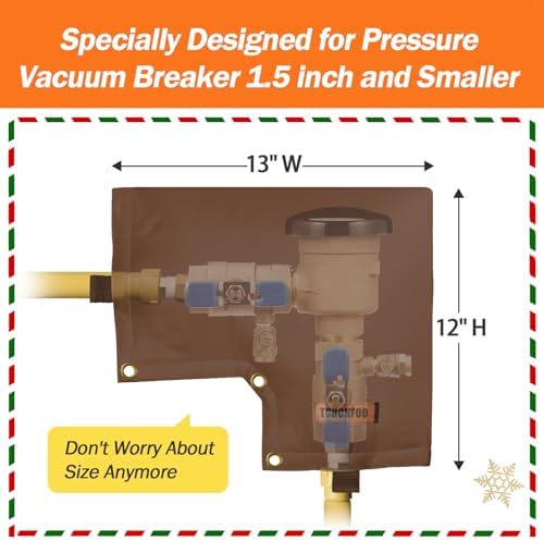 Backflow Preventer Insulation Cover for Vacuum Breaker, 13"W x 12"H, Brown - Image 2