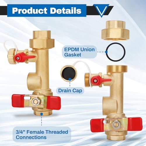 3/4in Tankless Water Heater Valve Kit with Pressure Relief Valve, IPS Isolator Tankless Water Heater Service Valve Kit, Suitable for rheem/rinai/ecosmart/navien/noritz/takagi/bosch - Image 2