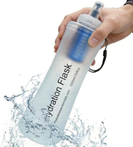 AXEN Collapsible Water Bottle with Filter for Hiking Travel, 1000ml Clear by AXEN