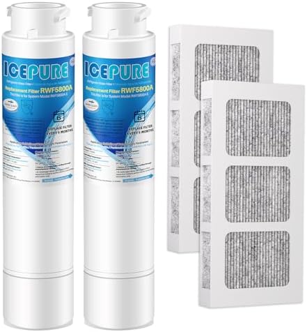 ICEPURE RWF5800A Refrigerator Water Filter and Air Filter Replacement for Frigidaire EPTWFU01, EWF02, Pure Source Ultra II, PureSource Ultra 2, SCWFTCTO, GP006 EPTWFUO1 MR022 JO22 BO022 TH-01, 2 Combo by ICEPURE
