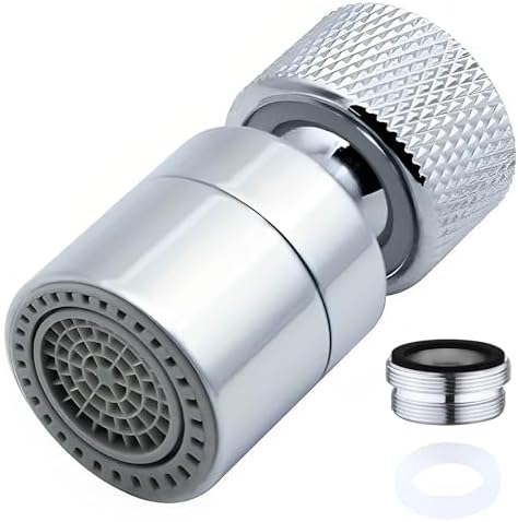 Faucet Aerator 360° Swivel Kitchen Sink Aerator, Dual-function 2-Flow Female 55/64 in-27UNS Chrome Solid Brass Faucet Sprayer Attachment with 15/16 in Male Threaded Adapter for Bathroom Sink Filter by ESPETIO