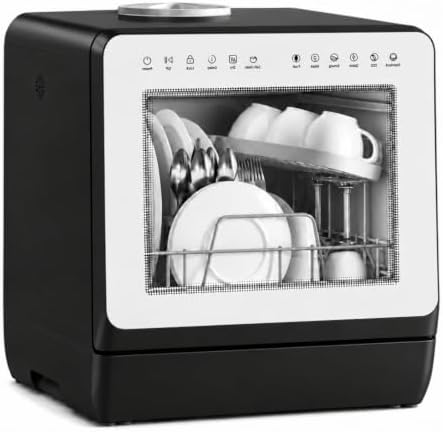 Countertop Dishwasher 5L Tank Water Softener No Hookup,White Door by Unknown
