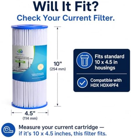 CFS Pleated Sediment Filters for HDX4PF4, 10 x 4.5 in, 30 Micron, 2 Pack - Image 3