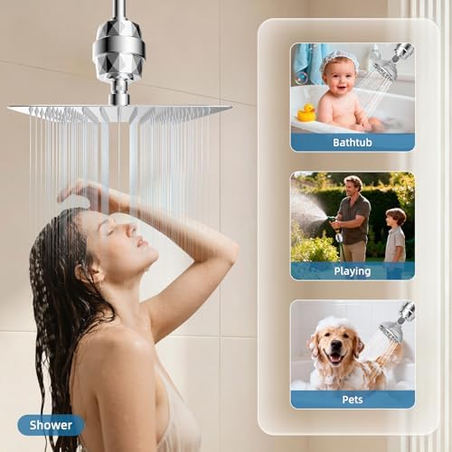 Universal Shower Head Filter, High-Output Shower Filter Hard Water, Chrome - Image 6